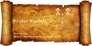 Krohn Kornél névjegykártya